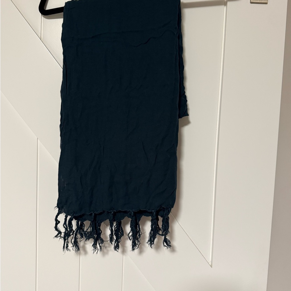 Dark Blue Scarf with Fringe